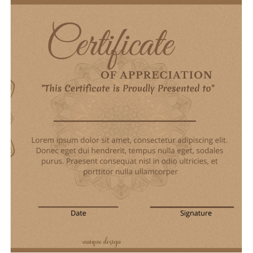certificate of Appriciation