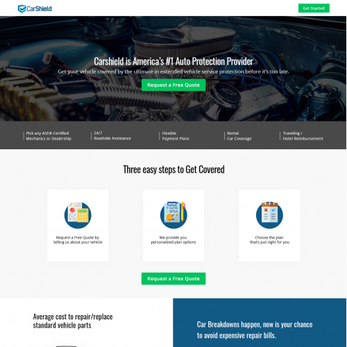 Car Shield Landing Page