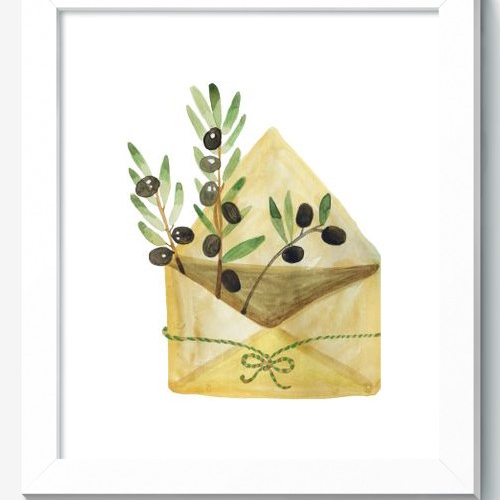 vintage envelope with black olives