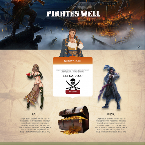 Pirate Theme Resturant Website Home Pgae design