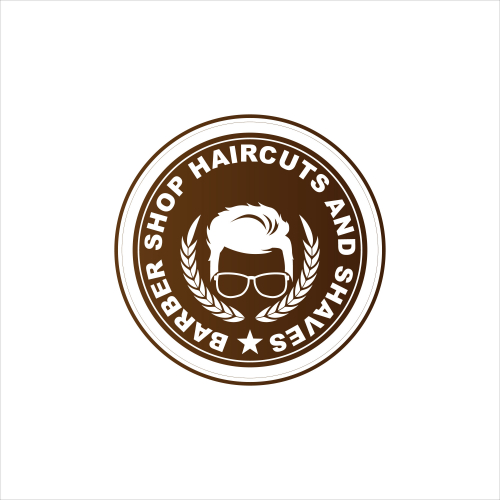 Retro brown gradient color vector barbershop logo