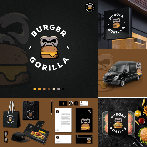 Burger Gorilla Logo Branding thumb