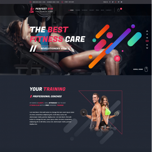 PerfectGym - One Page Psd Template  Design
