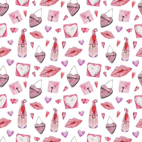 Watercolor Valentine's day seamless pattern. Romantic