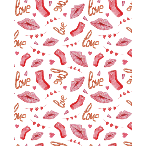 Watercolor Hand drawn Valentine's Day Seamless Pattern