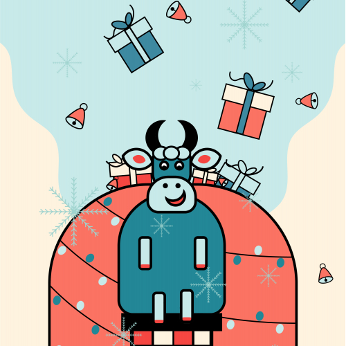 Christmas Illustration - Blue Christmas