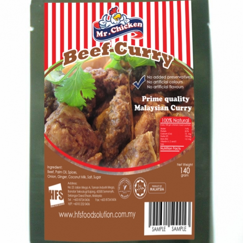 Label Design - Retort Pouch - Beef Curry - Mr Chicken