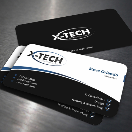 X-Tech logo and business card design thumb
