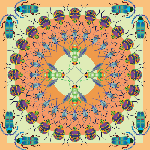 Orange scarf with cute bugs