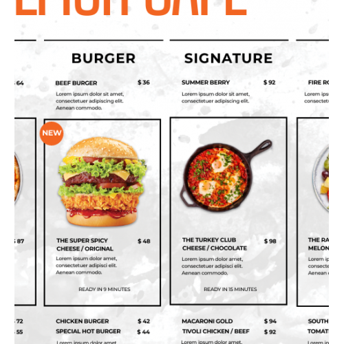 Menu for Buffet