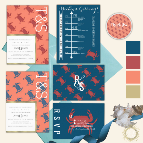Wedding Stationery Crab Illustration