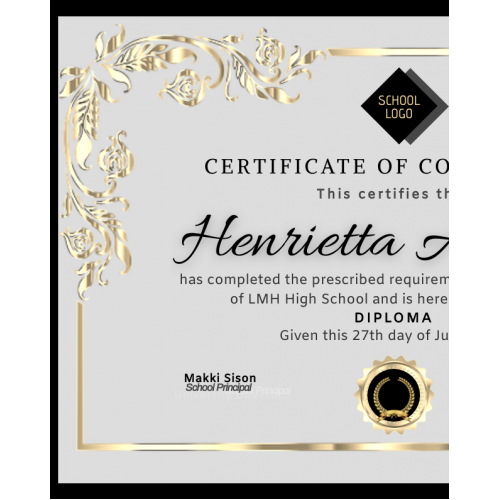 Light Gold Floral Certificate