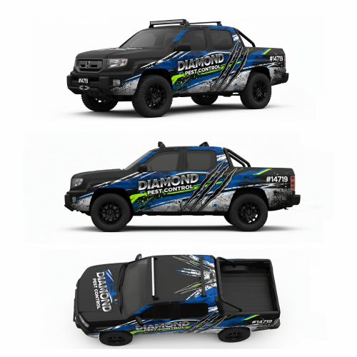 Aggresive truck wrap design
