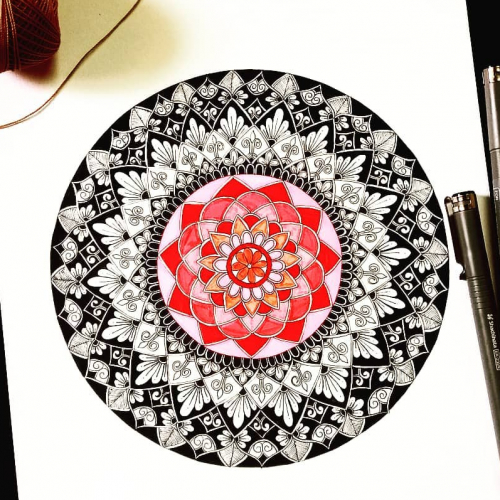 Mandala illustration on bristol board