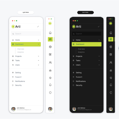 Clean, modern menu UI design