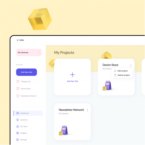 SYBG.ai dashboard UI/UX design