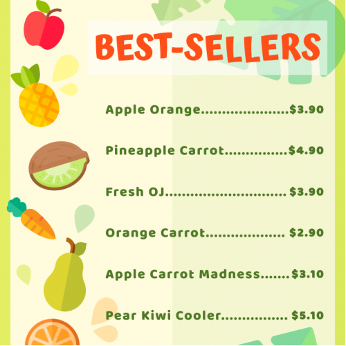 Fresh Juice Menu