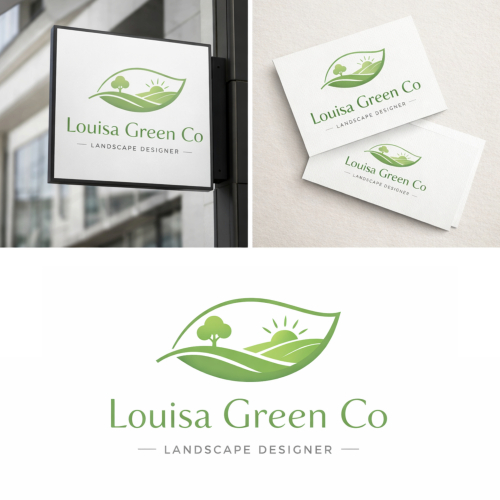 Elegant Eco Landscape Logo Design for Louisa Green Co