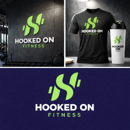 Hooked On Fitness Modern Gym Logo Design