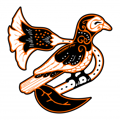 Dove bird stand on the flower leaf  with batik style