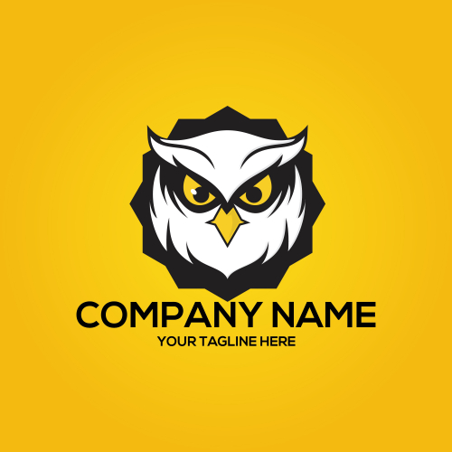 sleeping owl design mascot on yellow background