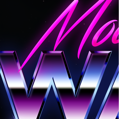 Moon Walk Retro Chrome Text Art