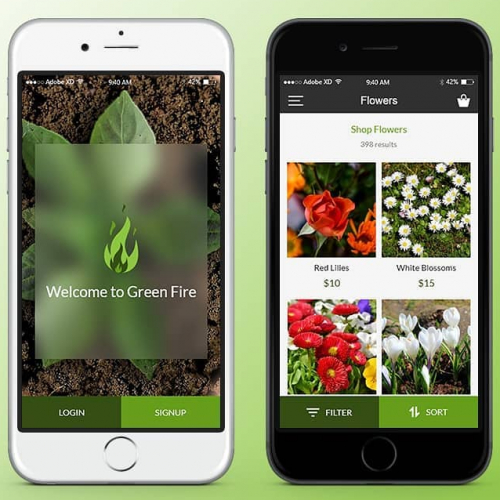 Green Fire Mobile app design