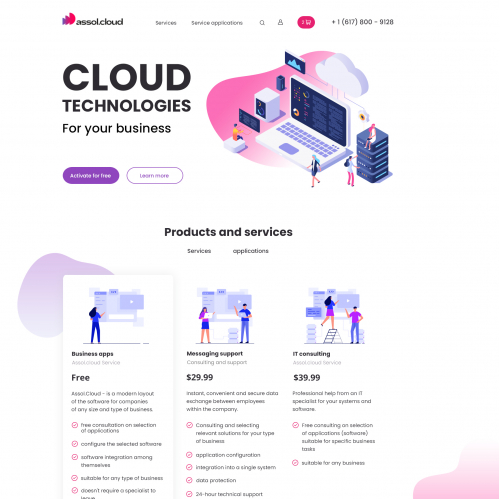 Landing page for a ?loud technology company thumb