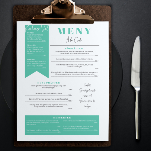 Menu design
