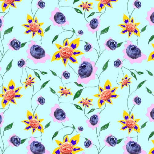 Bright Flowers In Mint Garden