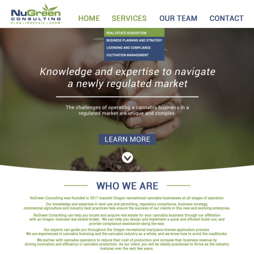 Proposed landing page for NuGreen thumb