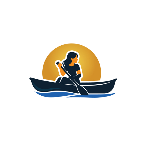 Modern Kayak Sunset Logo Design