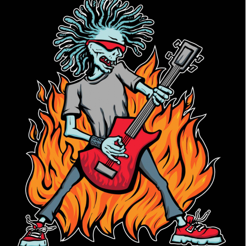 Zombie rocker playing rock