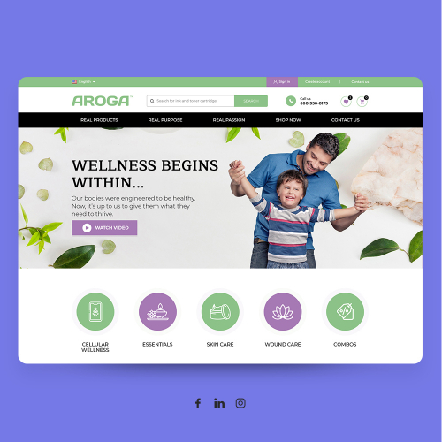 Landing page design.