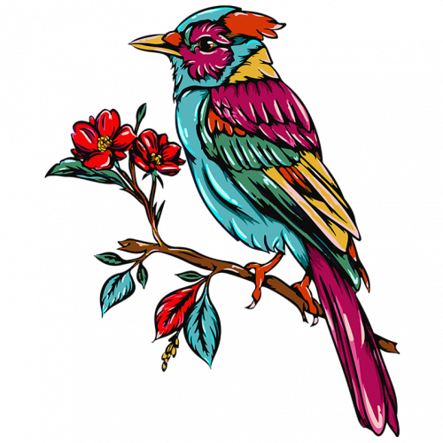 Bird and Flower Colorful thumb