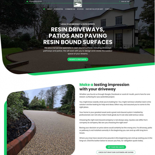 Rasin patios and paving landing page design