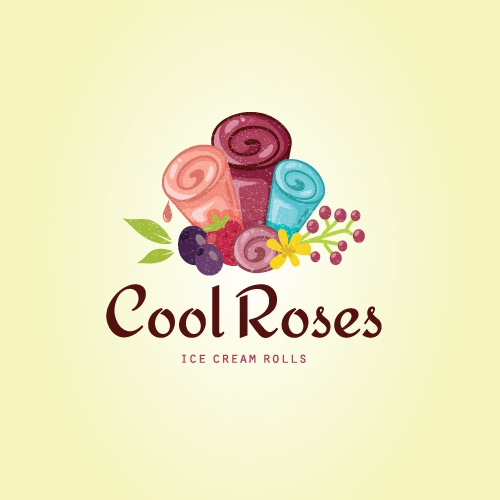 Cool roses ice cream rolls logo for sale thumb