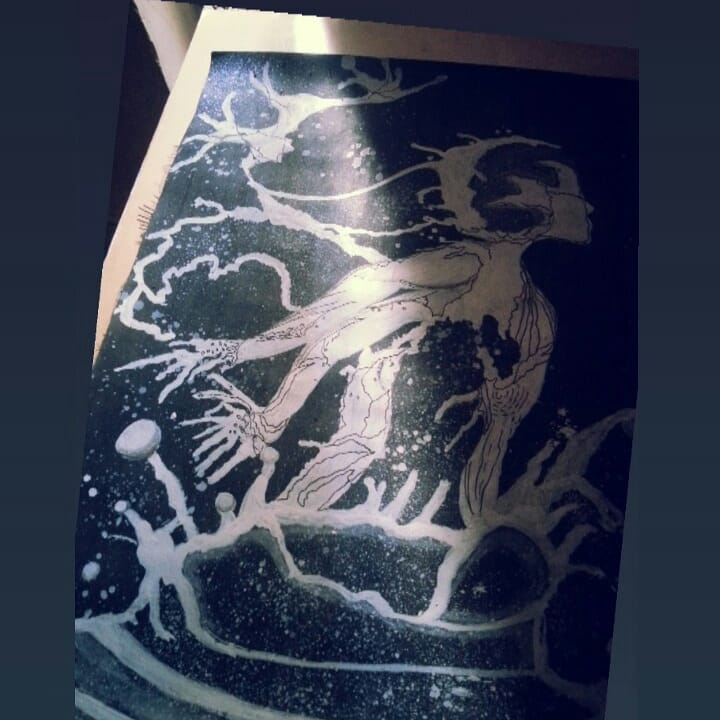 white micron painting