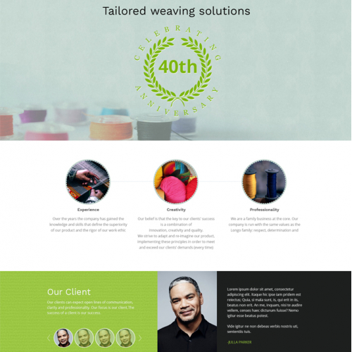 Web template for textile industry
