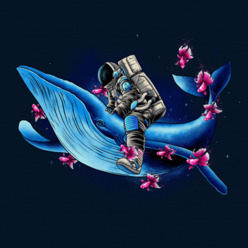 BLUE FISH DIVING IN SPACE thumb
