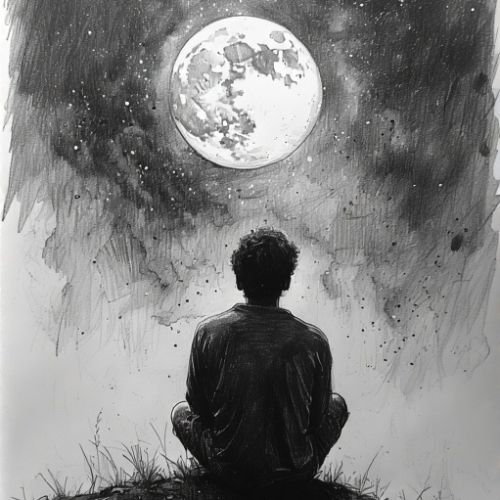 Solitary Moonlit Contemplation
