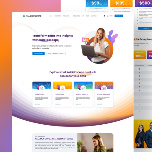 Kaleidoscope - Data Analyst Web UIUX Design, Landing