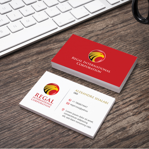 Business card design for Regal Int.