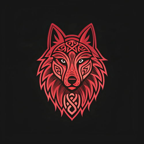 A logo design featuring the striking face