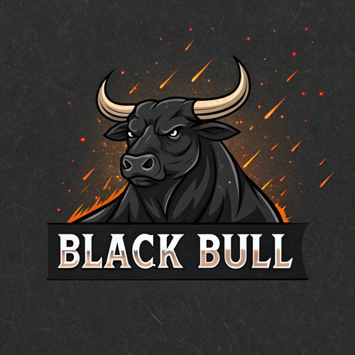 logo design featuring a powerful, stylized black bull