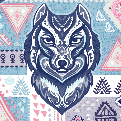 Tribal wolf pattern