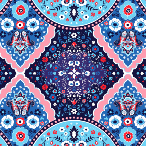 Blue bohemian paisley design