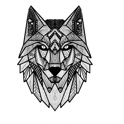 t-shirt design(wolf doodle art)