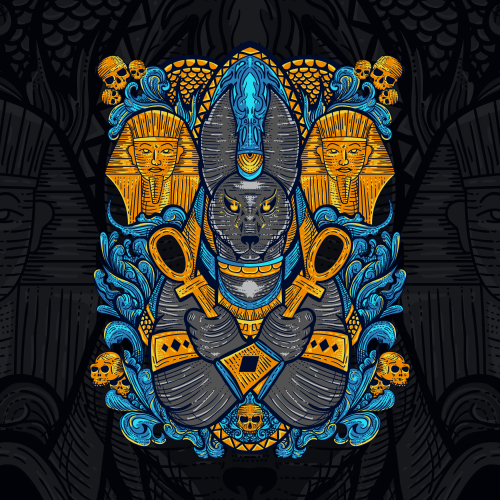 Anubis Engraving style illustration