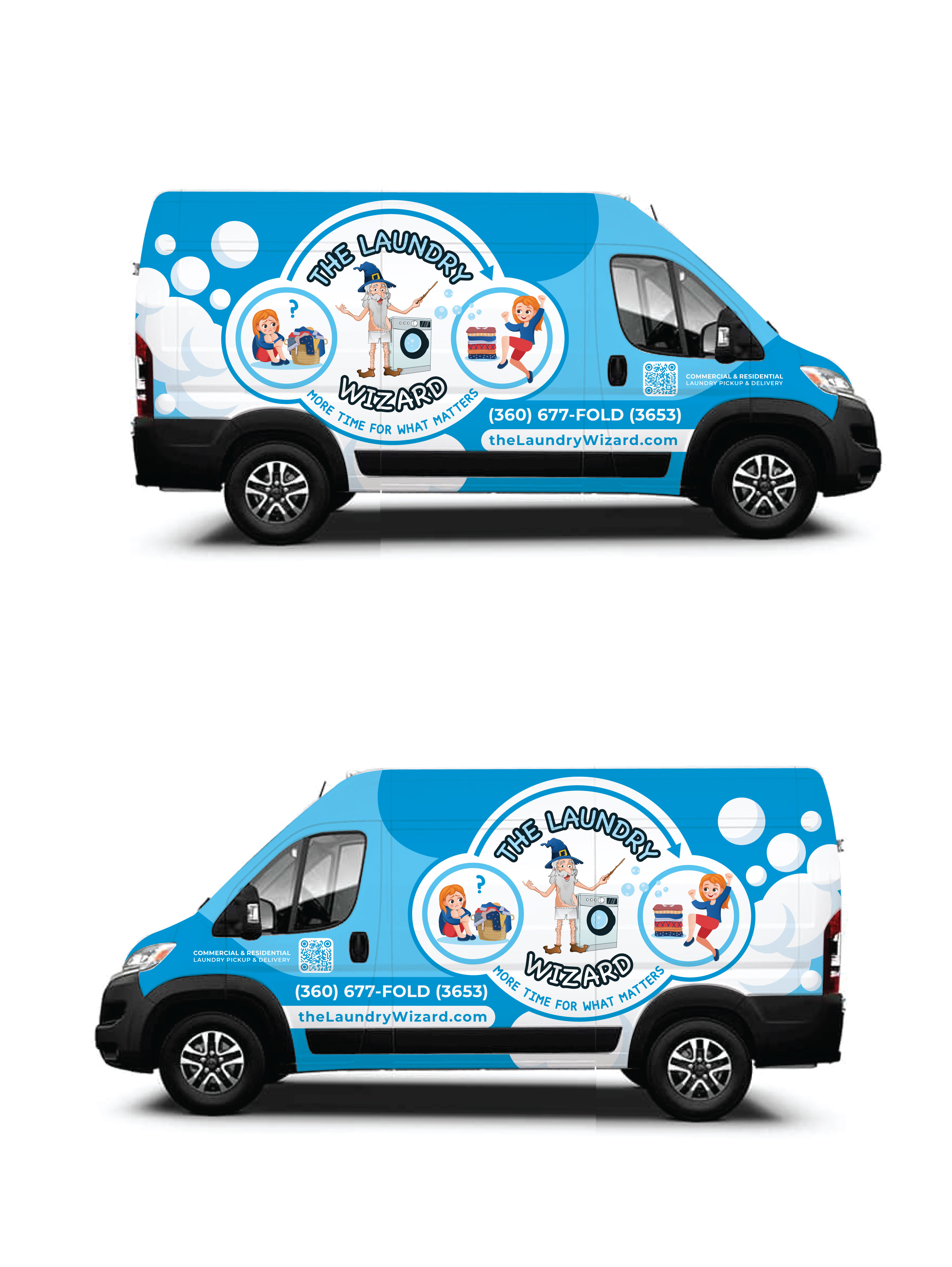 Laundry pickup and delivery van